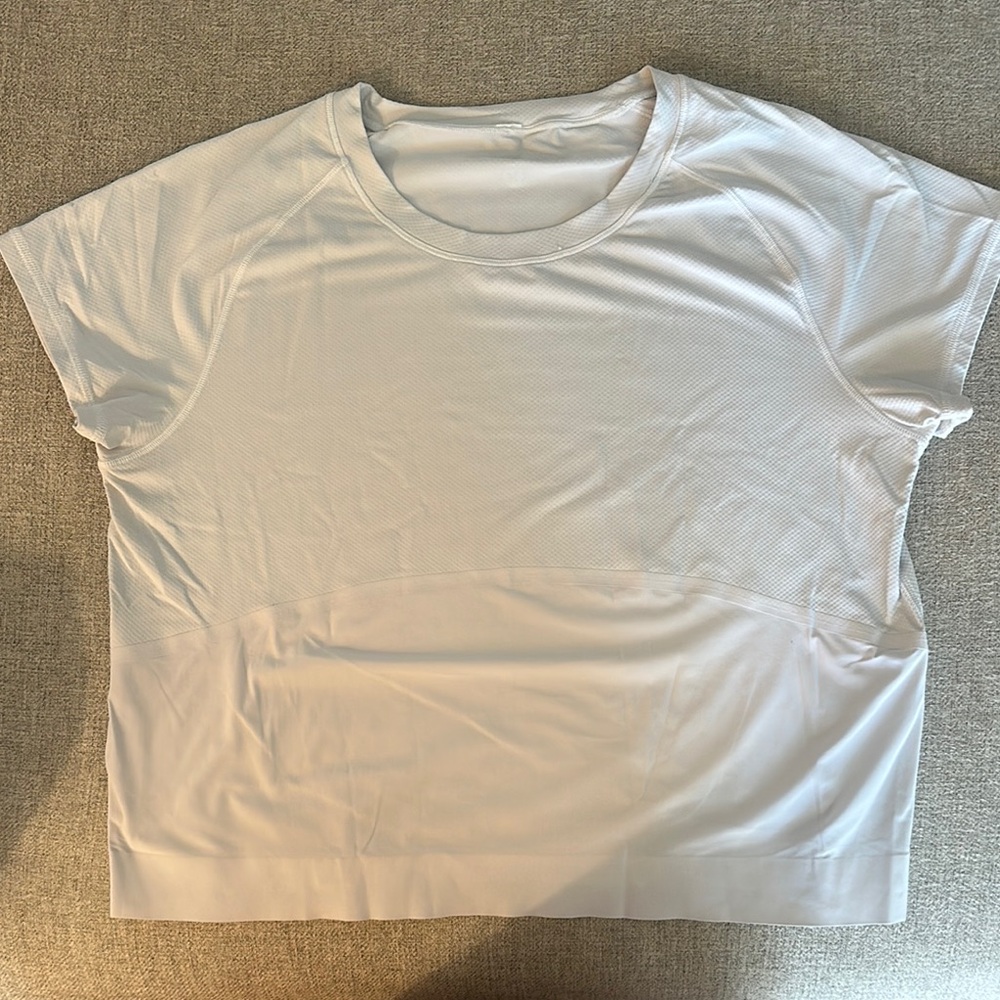 Lululemon Athletica White Boxy Cap Sleeve T-Shirt